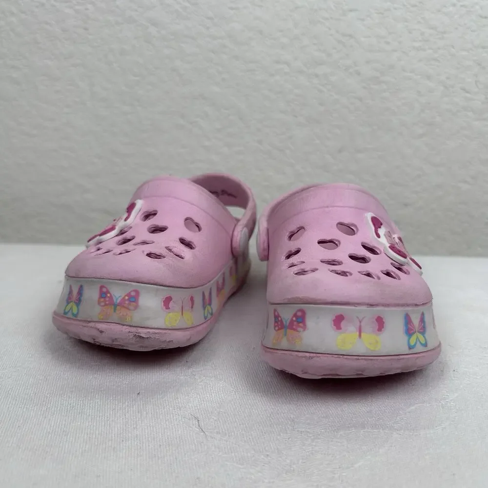 Stepping Stones Butterflies and hearts child sz 4 slip on with backstrap shoes